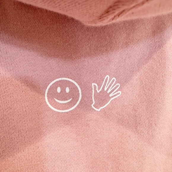 Glossier Original Pink Hoodie Pullover Sweatshirt Cozy Fleece Loungewear Small - Picture 8 of 9